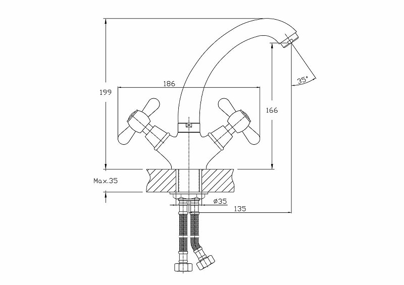 Приобрести haiba смеситель для кухни 199мм, хром hb-4325