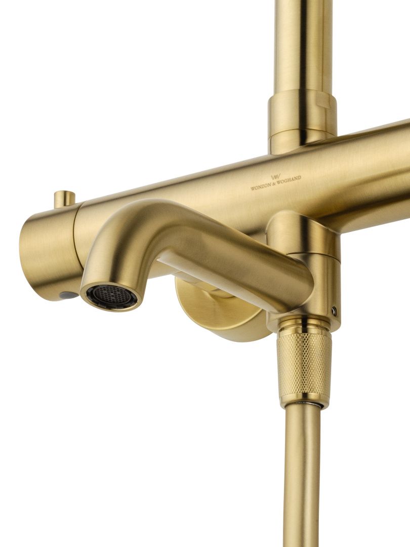 Приобрести душевая система с термостатом wonzon & woghand stick, брашированное золото (ww-88739903-bg)