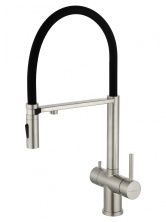 Смеситель для кухни с гибким изливом и подключением фильтра WONZON & WOGHAND, Брашированный никель (WW-88458009-BN)