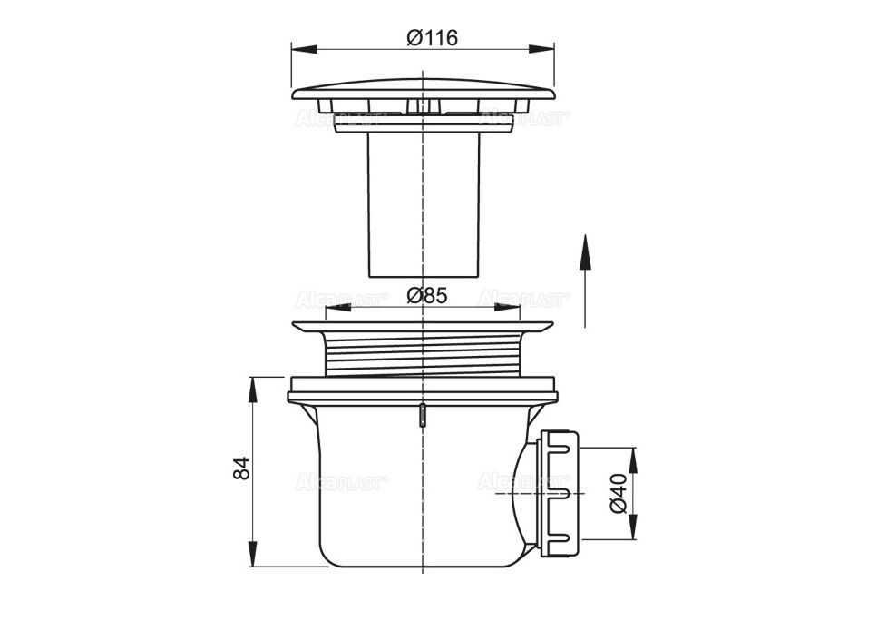Приобрести сифон для душевого поддона alcaplast a49b dn90