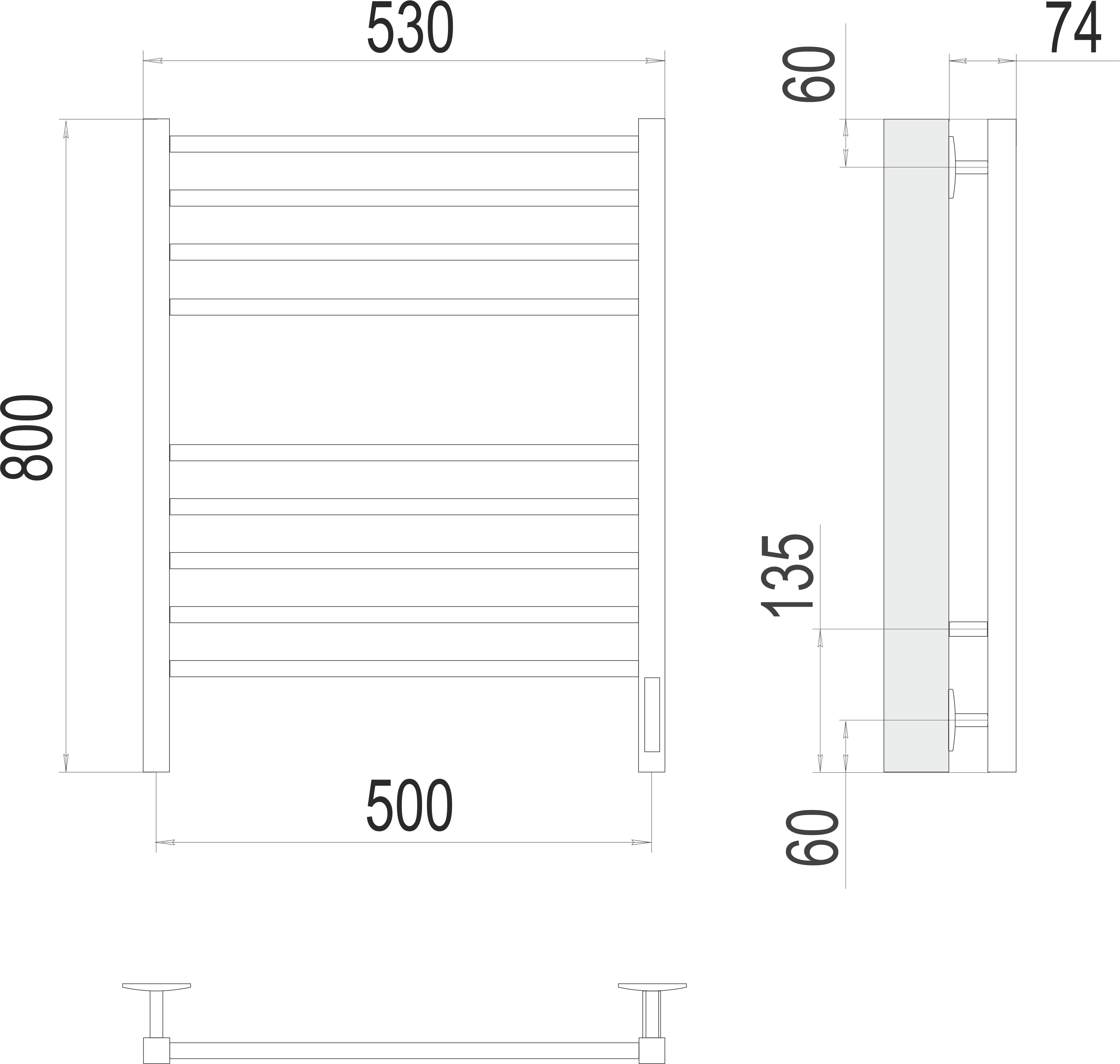 Приобрести полотенцесушитель 500х800 мм электрический terminus ватикан п8, кс 9003, белый матовый 4670078527530
