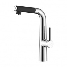 IDDIS Смеситель для кухни Pure 341мм, черный\хром PURSBFBi05