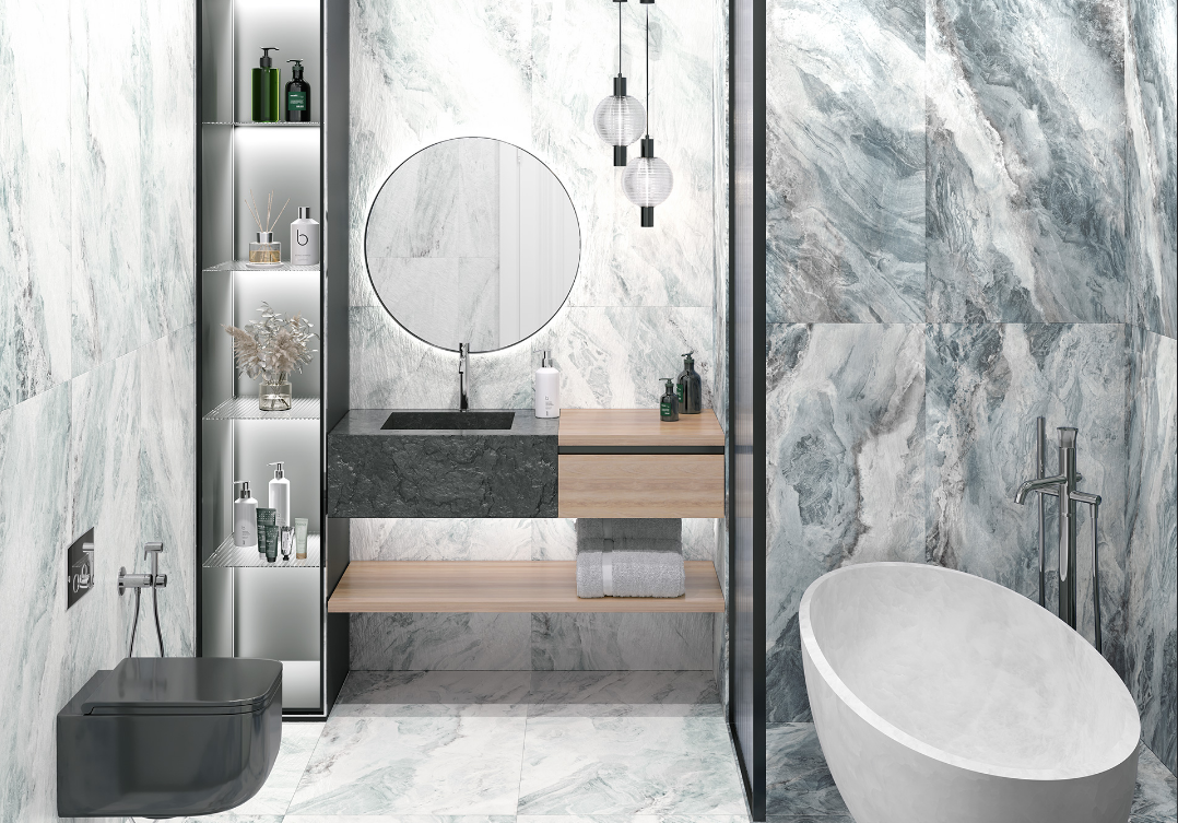 Приобрести керамогранит delacora waterfall blue 600*1200мм d12056m