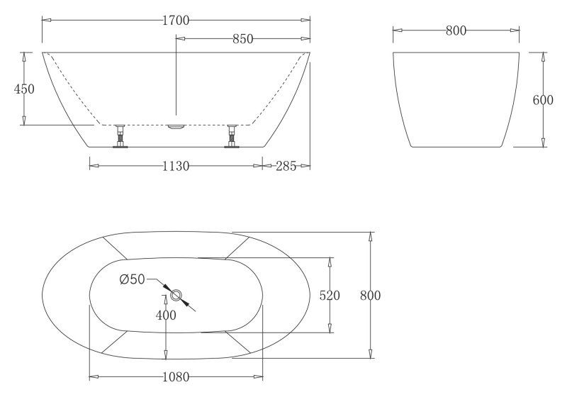 Приобрести ванна акриловая отдельностоящая belbagno 170х80 см, bb77-1700