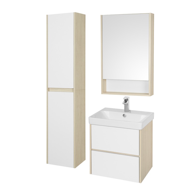 Приобрести акватон тумба c раковиной сканди 55 белая, дуб верона