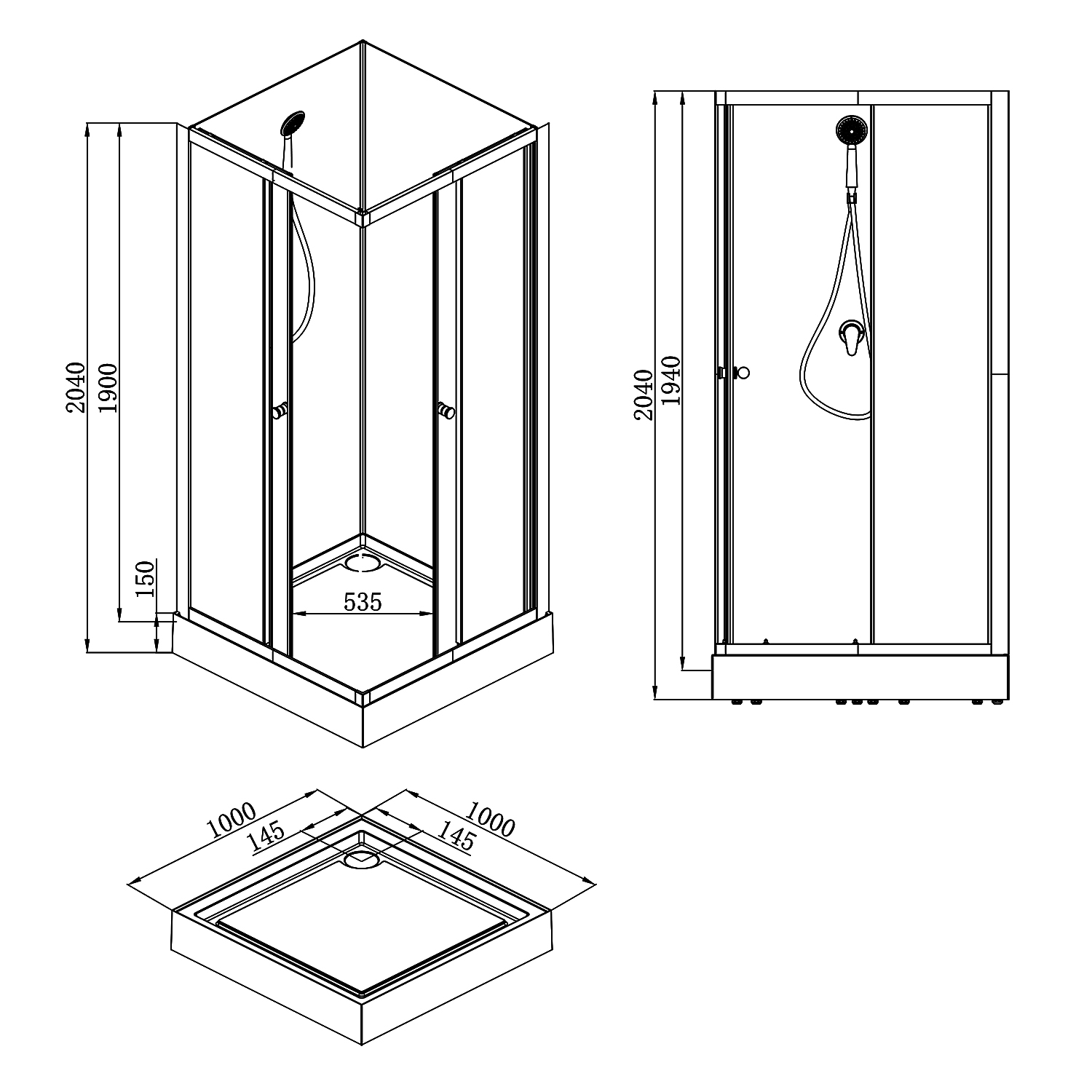 Приобрести loranto душевая кабина neo 100x100x(190+15) c низким поддоном 15см, прозрачное закаленное стекло 5 мм,задние стеклянные стенки белые, профиль черный-матовый (cs-21801-100)