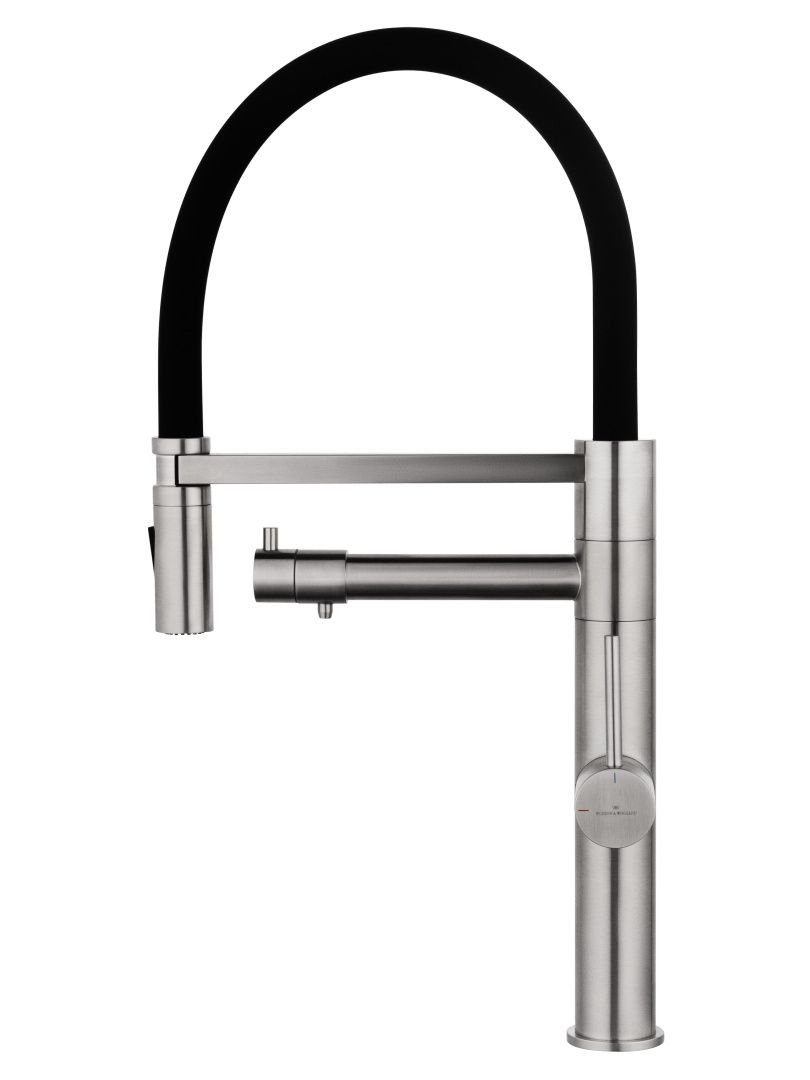 Приобрести смеситель для кухни с гибким изливом и подключением фильтра wonzon & woghand, брашированный никель (ww-88458007-bn)