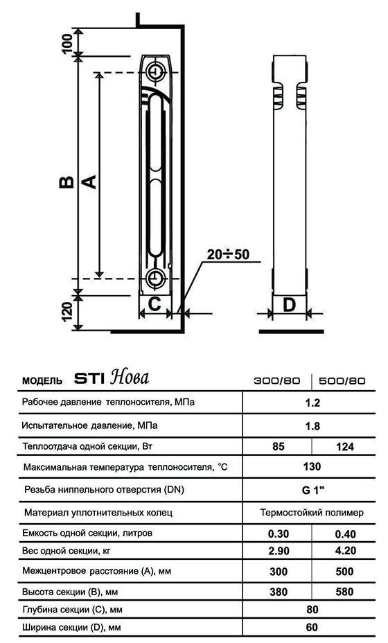 Приобрести sti радиатор чугунный нова-500 7 секций
