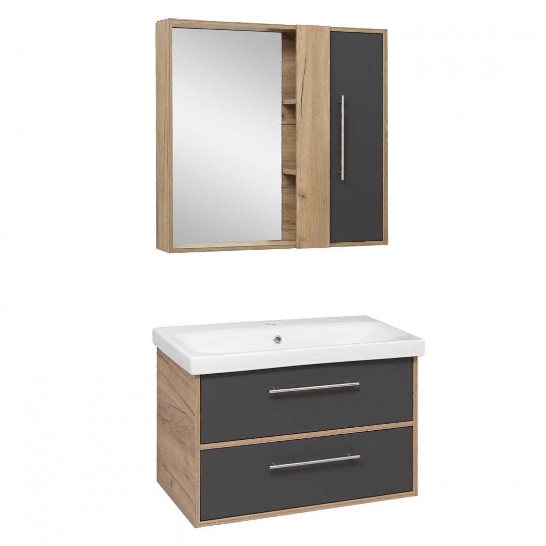 Приобрести зеркало шкаф melbourne 80 см. дуб/серый