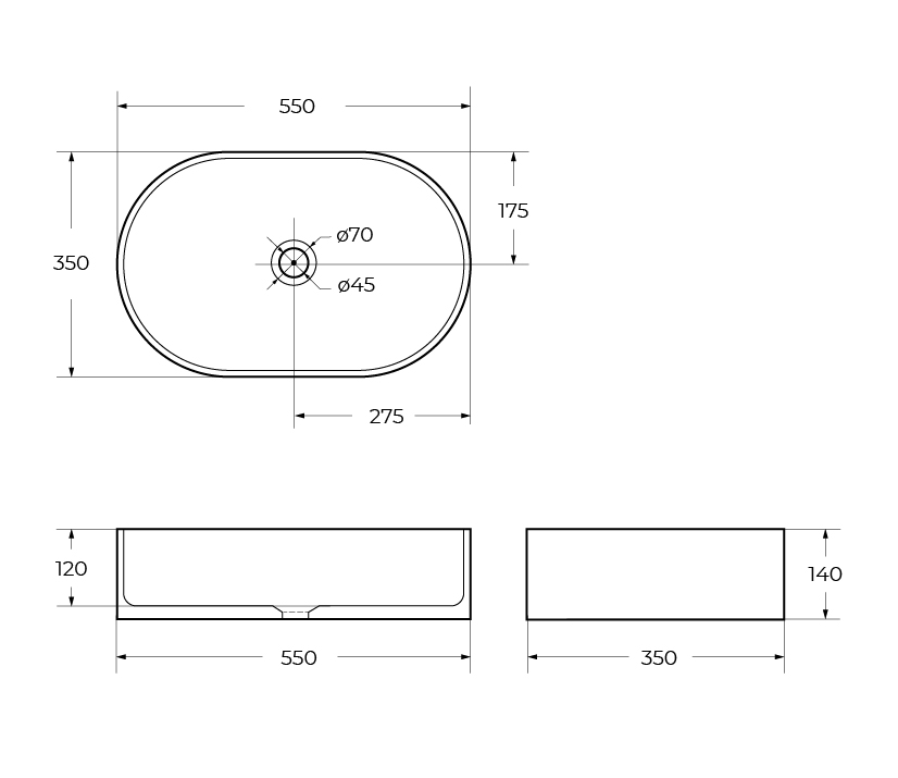 Приобрести belbagno накладная раковина 35х55 см, белая bb1048