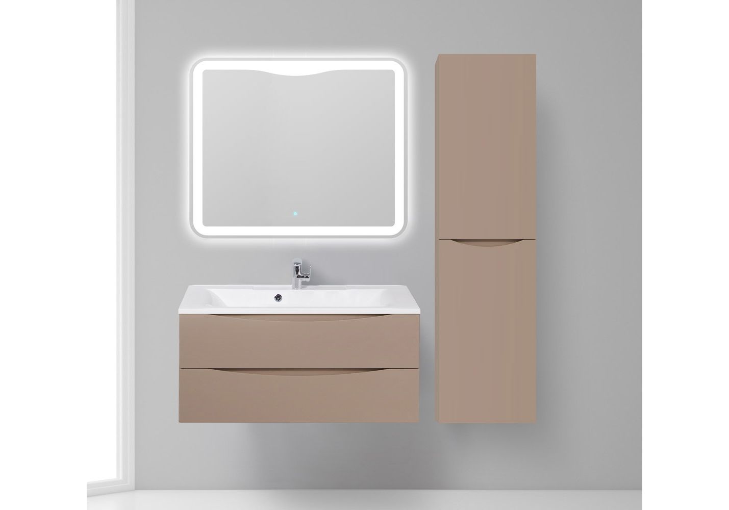 Приобрести пенал подвесной belbagno fly-marino-1500-2a-sc-cl-p-r 40 см, правый, cappuccino lucido