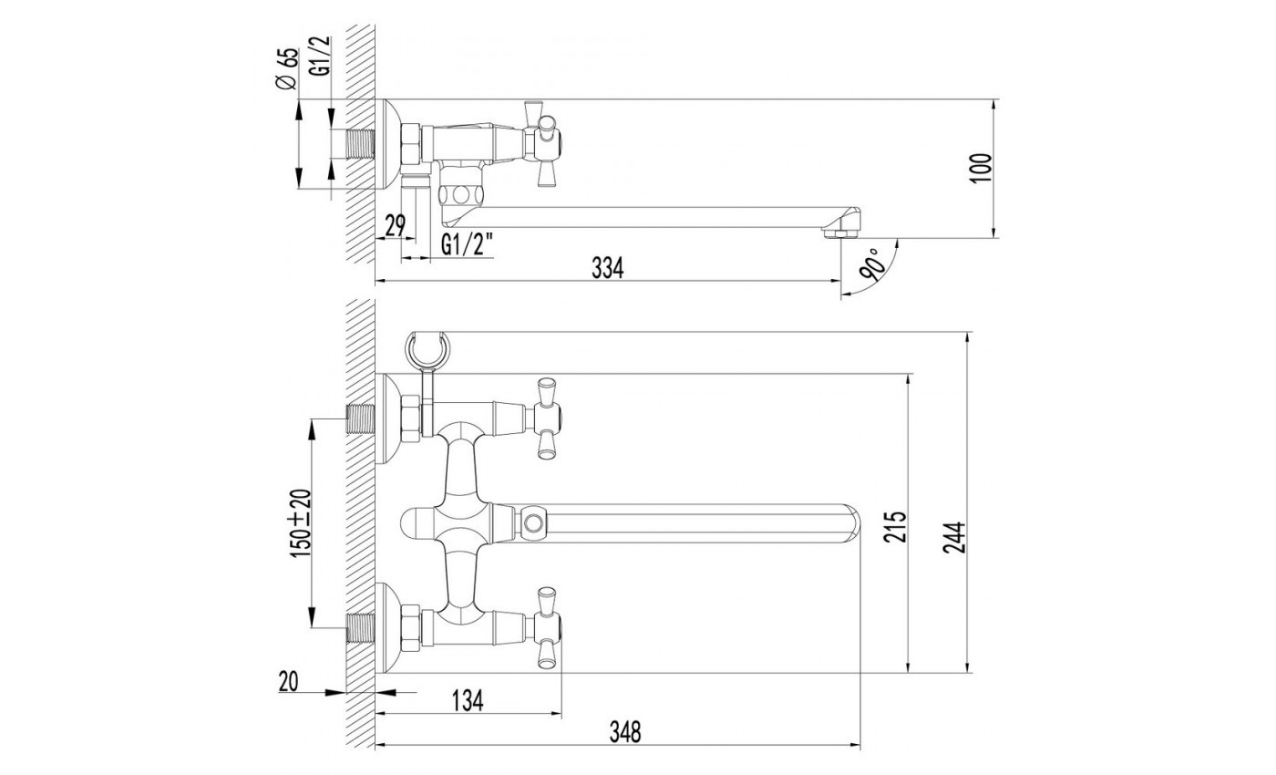 Приобрести lemark смеситель для ванны contour, двухвентильный, хром lm7451c