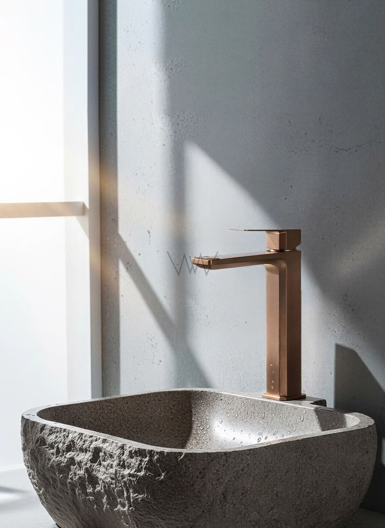 Приобрести смеситель для раковины высокий wonzon & woghand diamond, брашированное розовое золото (ww-88239011-brg)