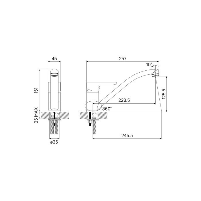 Приобрести iddis смеситель для кухни sena 151 мм, хром sensb00i05