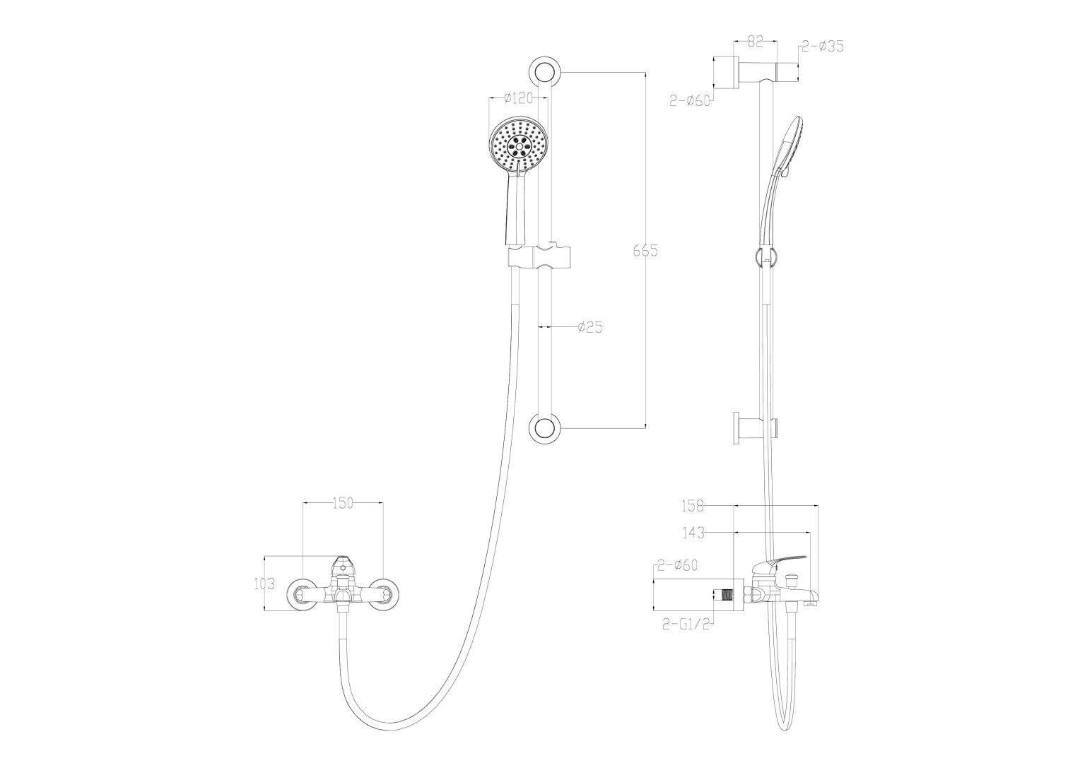 Приобрести смеситель для ванны с душевым гарнитуром wonzon & woghand, темный графит (ww-4560-bgg)