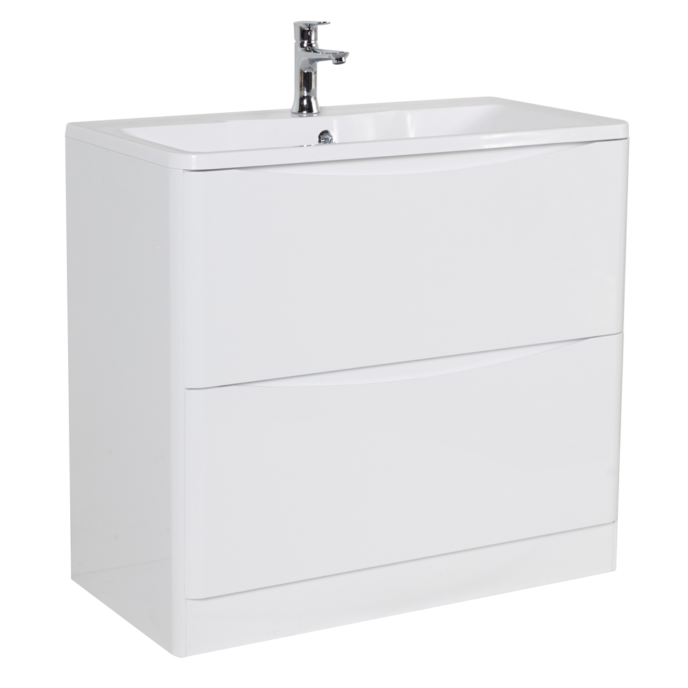 Приобрести belbagno тумба с раковиной acqua 90 см, напольная bianco lucido, белая раковина