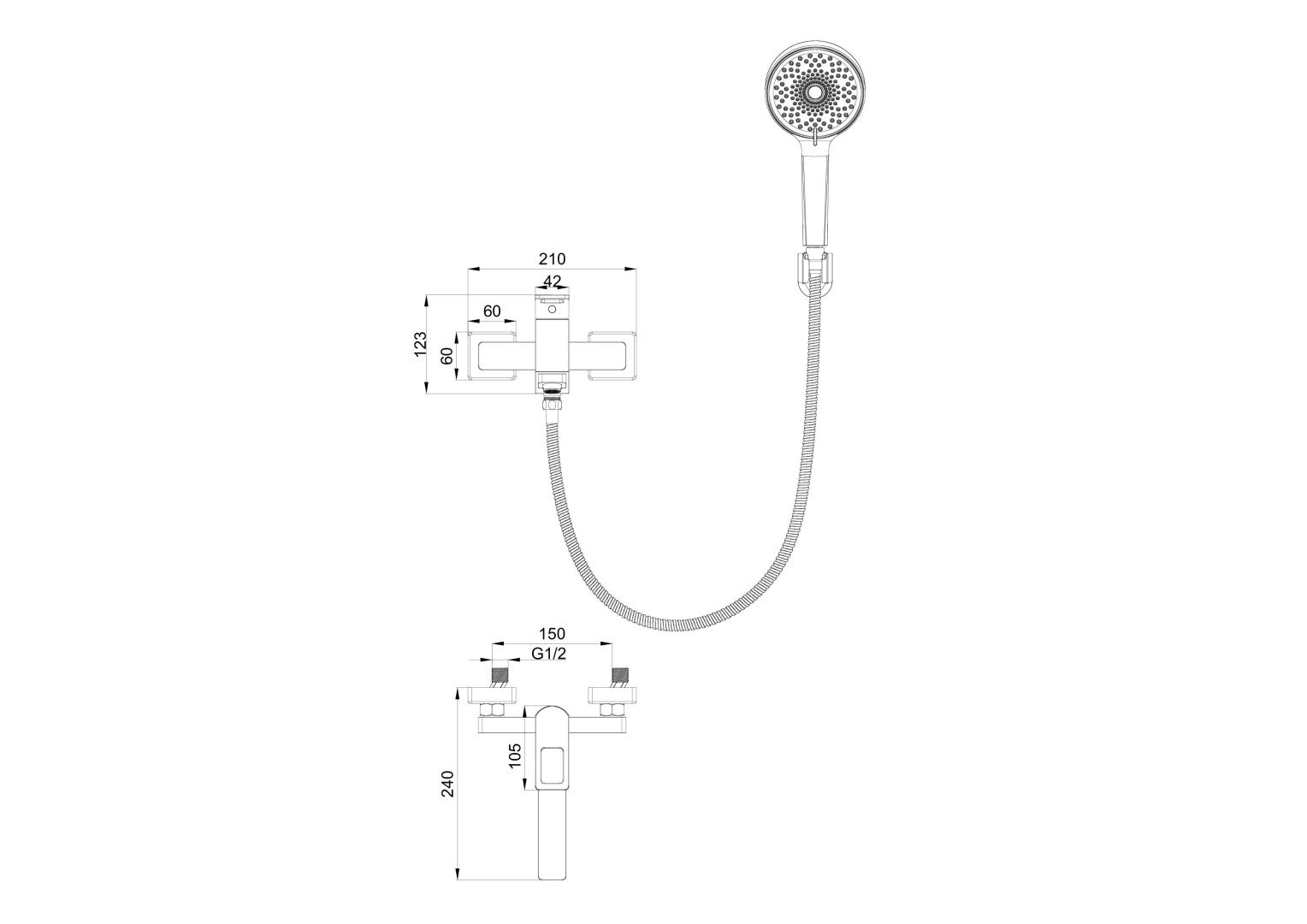 Приобрести смеситель для ванны с душем wonzon & woghand frame, черный матовый (ww-88639010-mb)