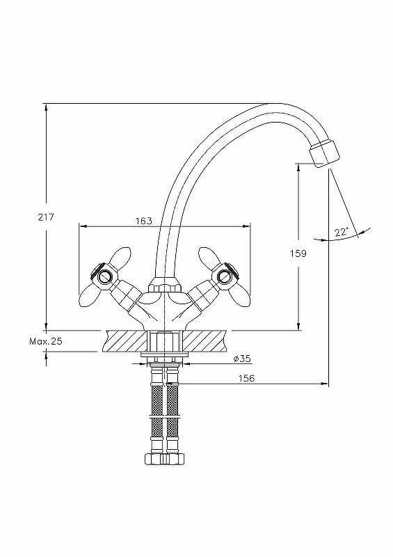 Приобрести haiba смеситель для кухни 217мм, хром hb-4927