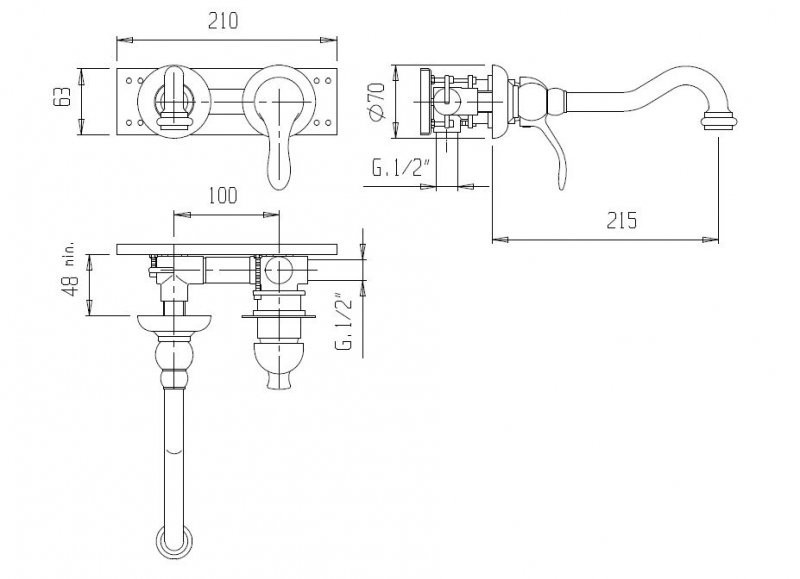 Приобрести cezares смеситель для раковины elite, скрытый монтаж, бронза elite-bls1-02-bi