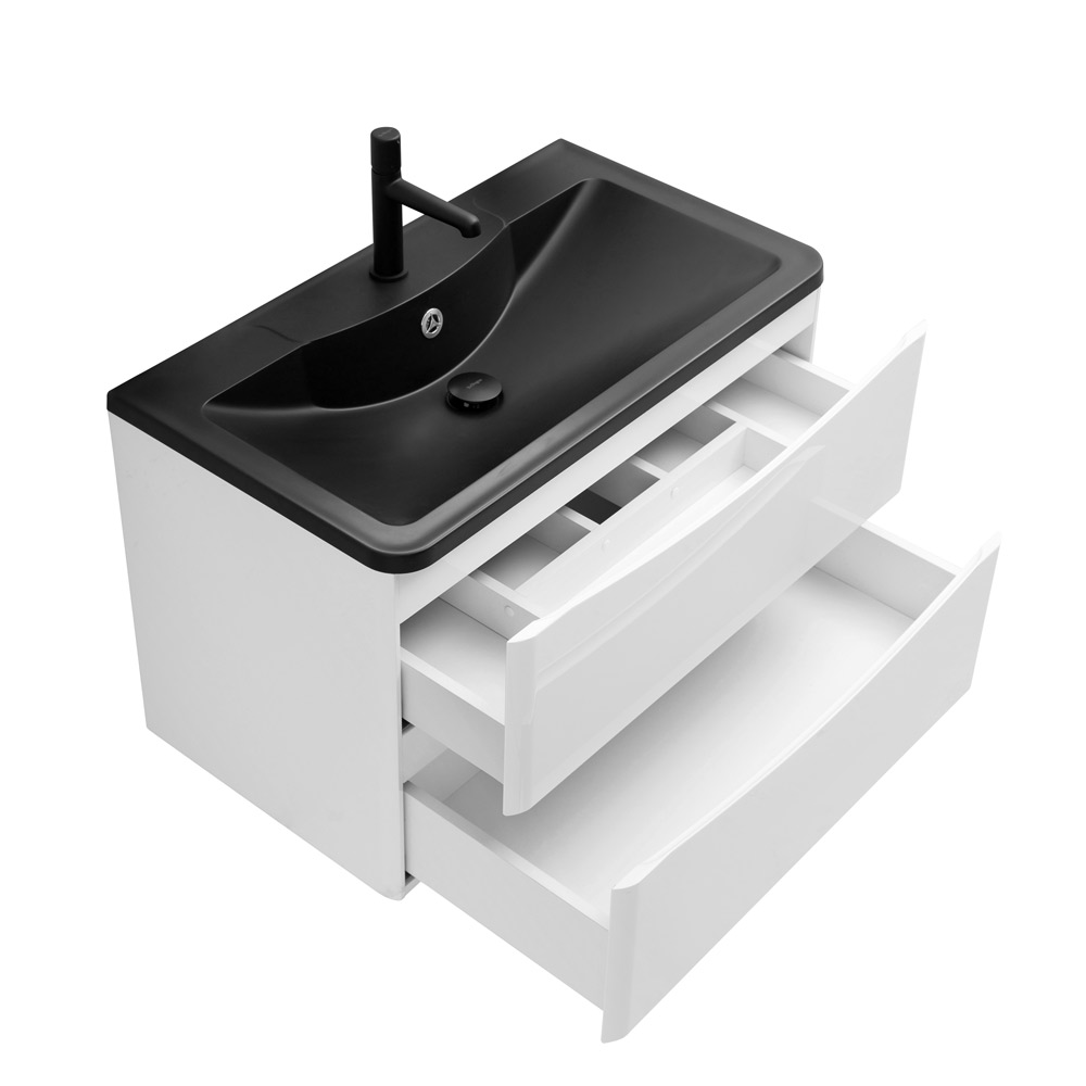 Приобрести belbagno тумба с раковиной acqua 100 см, подвесная bianco lucido, чёрная раковина