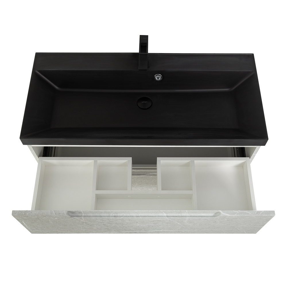 Приобрести belbagno тумба с раковиной vittoria 100 см, подвесная toros bianco, чёрная раковина