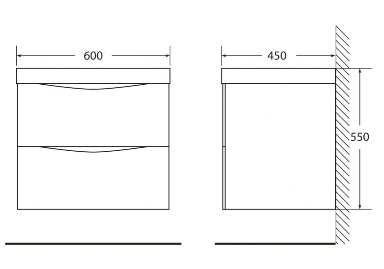 Приобрести тумба подвесная с раковиной belbagno marino-600-2c-so-rw-p 60 см, rovere moro