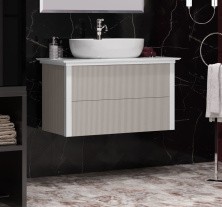 Opadiris Тумба подвесная с раковиной и столешницей Рубинно 90 см, Серая One 67