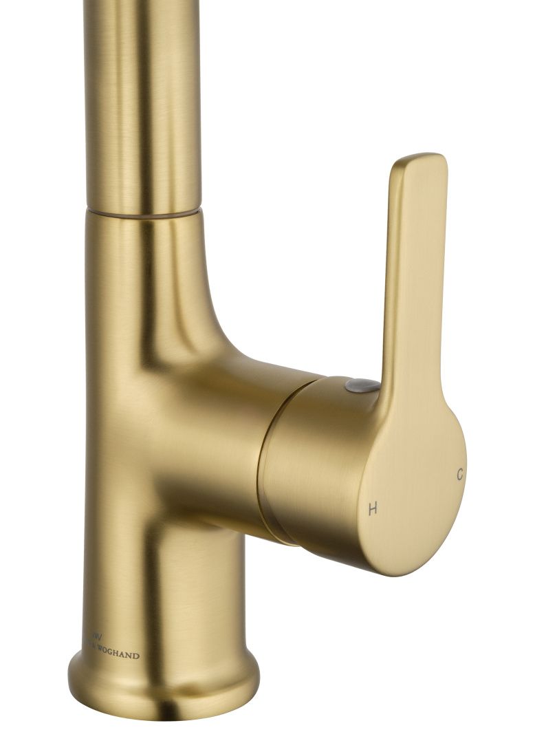 Приобрести смеситель для раковины с выдвижным изливом wonzon & woghand, брашированное золото (ww-fe01l212-bg)