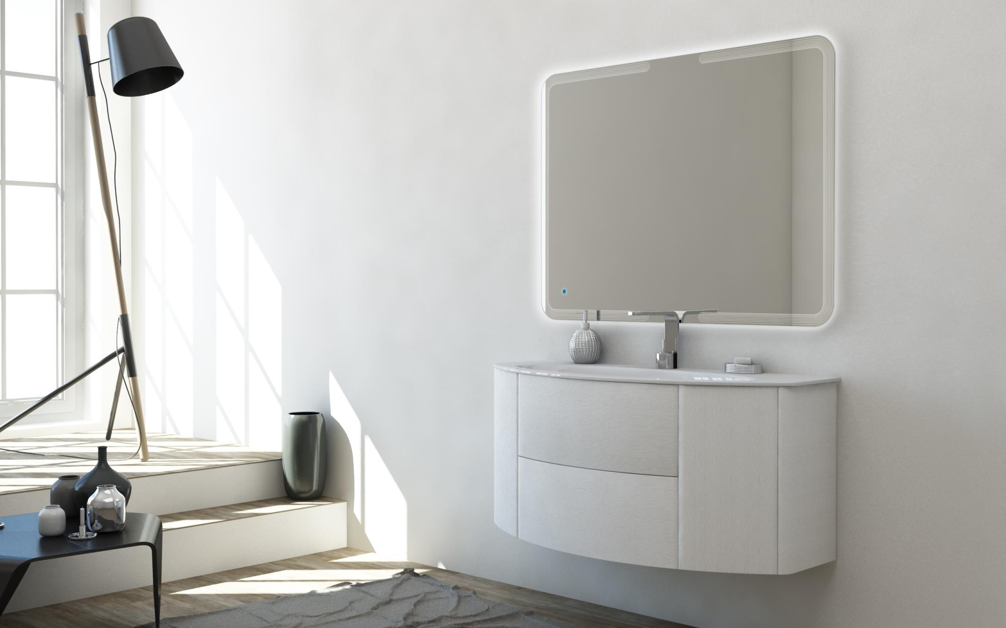 Приобрести cezares тумба подвесная с раковиной eden 121 см frassino bianco,стекло, светло серая 54418