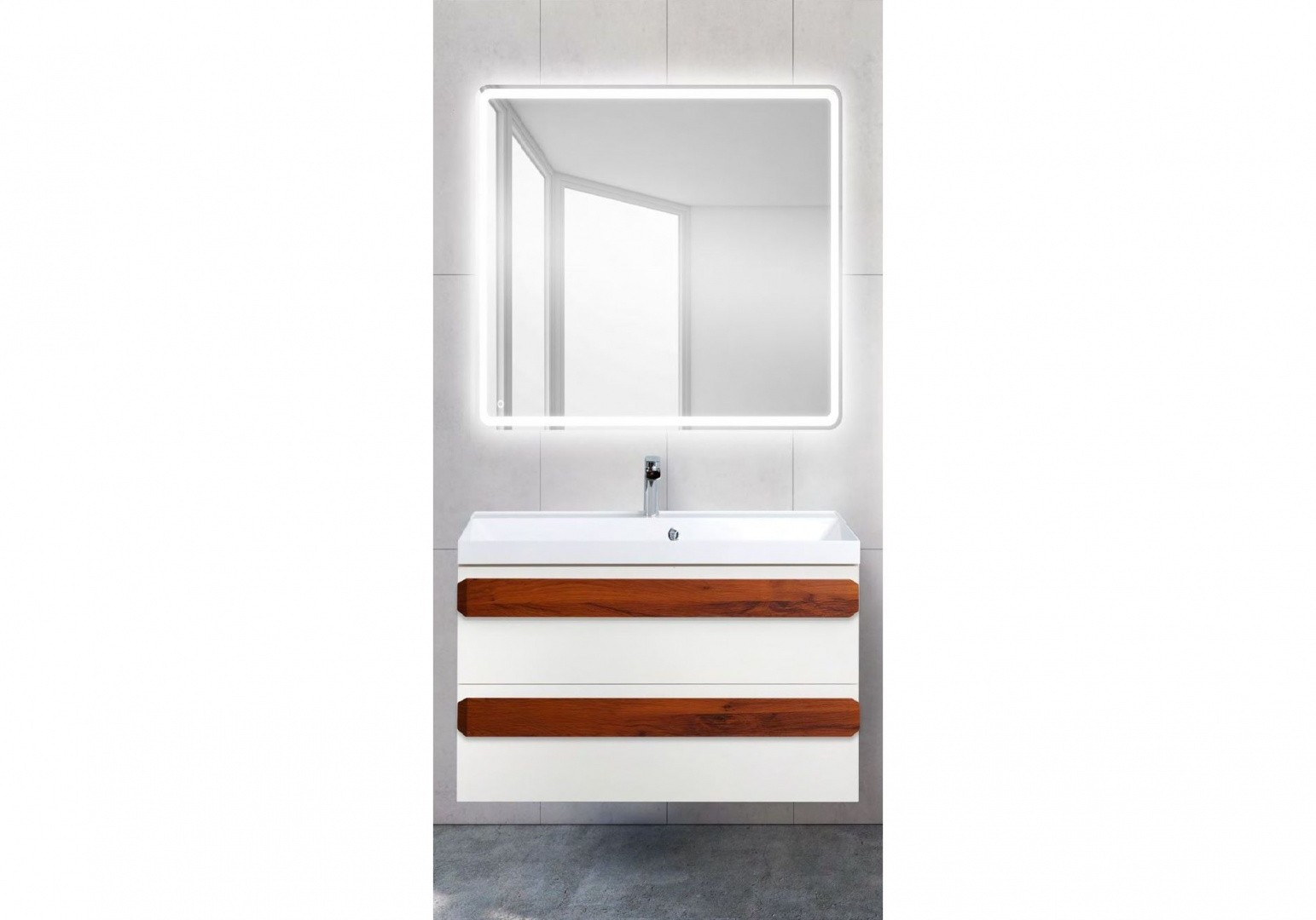 Приобрести тумба подвесная с раковиной belbagno aurora-800-2c-so-bl 80 см, bianco lucido