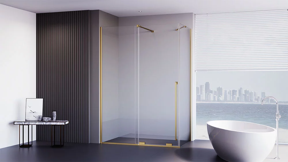 Приобрести veconi душевое ограждение premium trento 90х120 см, брашированное золото, прозрачное ptc50-sp-12090-g-01-c4