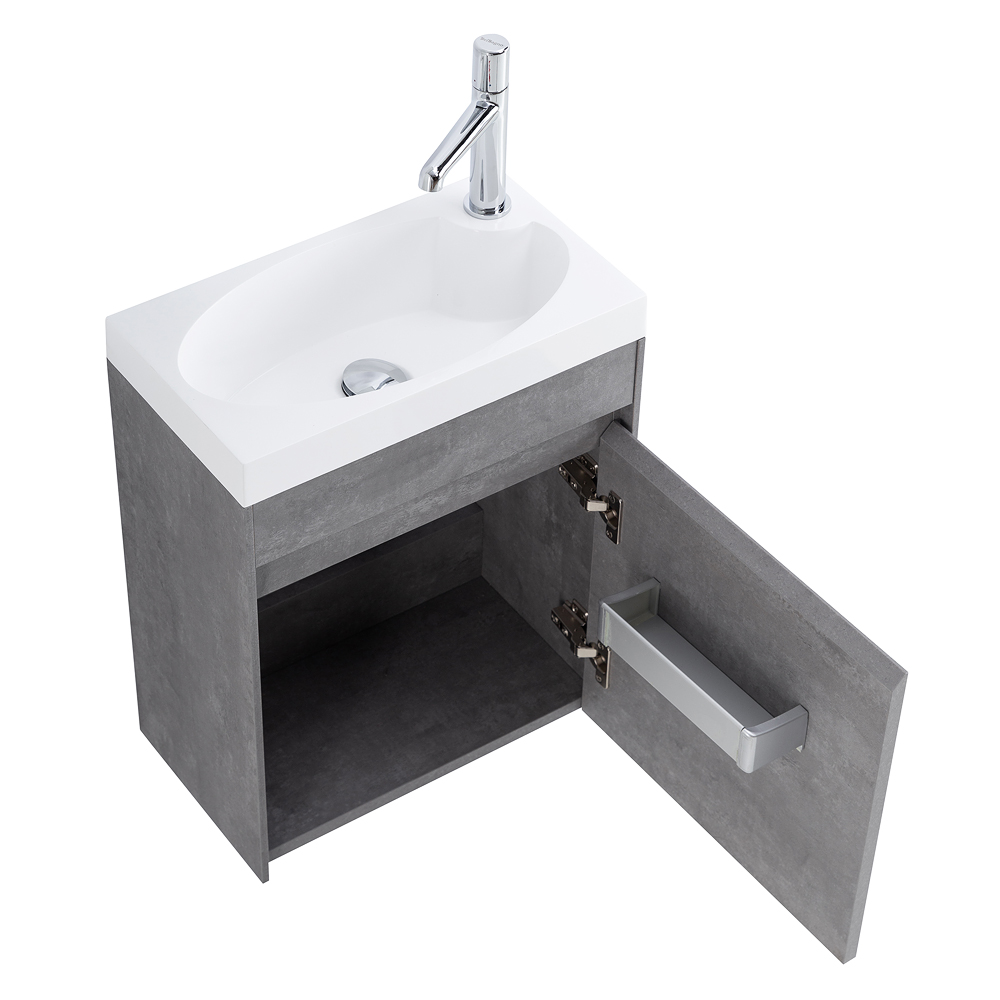 Приобрести belbagno тумба с раковиной pietra mini 46 см, подвесная с дверью 46-r stucco cemento, белая раковина