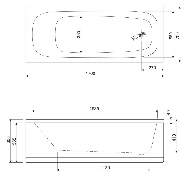 Приобрести cezares акриловая ванна eco 170x70см, eco-170-70-41-w37