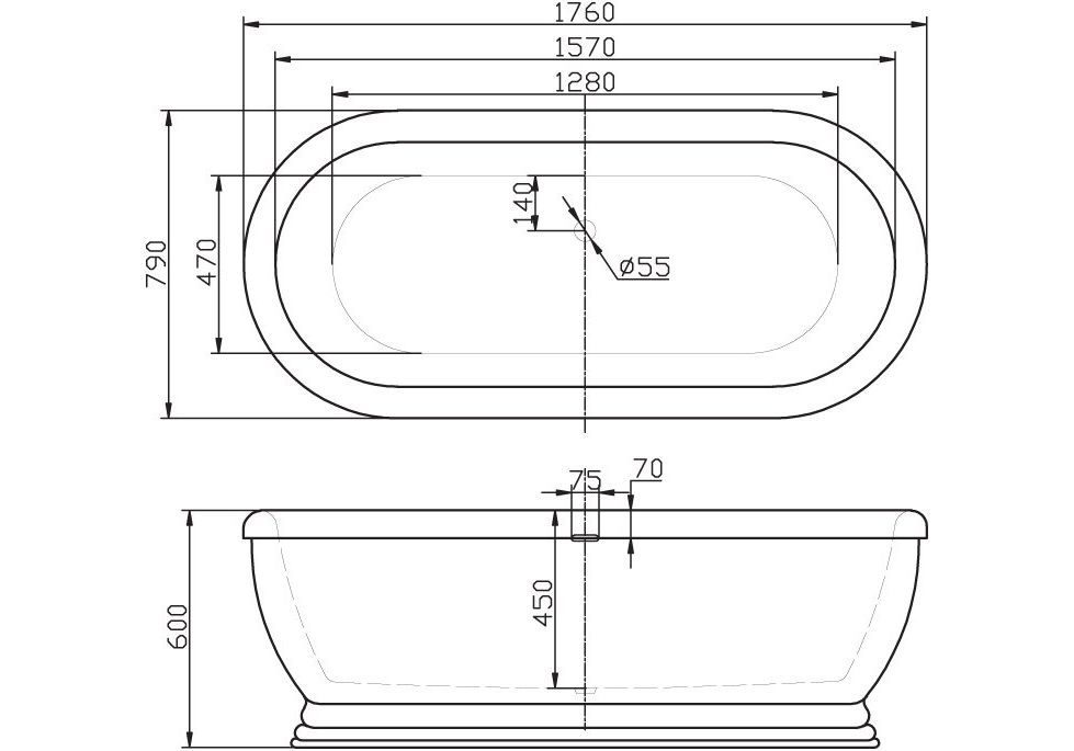 Приобрести ванна акриловая отдельностоящая belbagno 180х80 см, bb03
