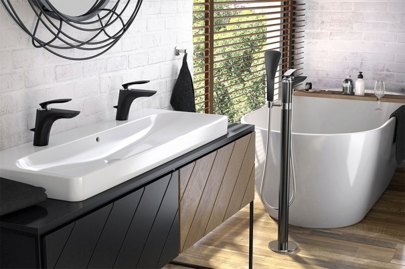 Приобрести kludi смеситель для раковины balance, 160мм, черный матовый\хром 520268775