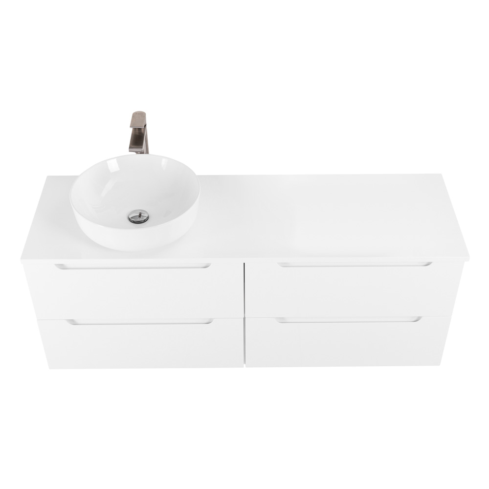 Приобрести belbagno тумба со столешницей etna 120 см, подвесная bianco lucido, раковина слева