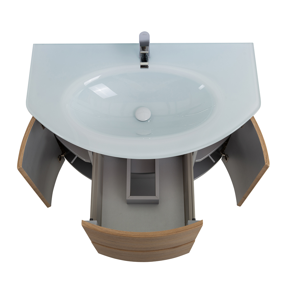 Приобрести cezares тумба подвесная с раковиной eden 91 см rovere tabacco, стекло, дерево 55073