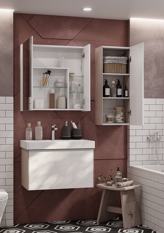 Приобрести тумба подвесная акватон асти 55 с раковиной, белый / ясень шимо