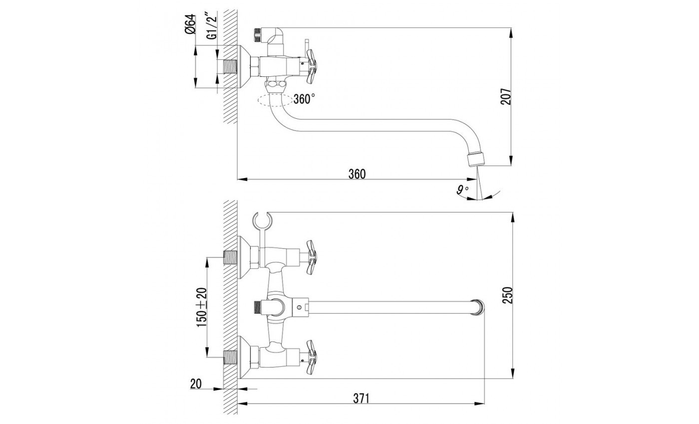 Приобрести lemark смеситель для ванны partner, двухвентильный, хром lm6541c