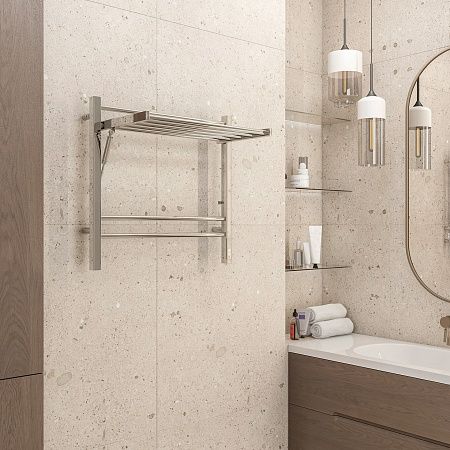 Приобрести terminus полотенцесушитель горизонт п8 60х60 см, с полкой, электрический, хром