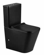 Azario Напольный унитаз-компакт Quadro, безободковый, c крышкой с микролифтом, чёрный матовый AZ-2175-MB