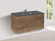 Vincea Тумба подвесная Mia 100 см, дуб винтаж с черной матовой раковиной VMC-2MC100VO;VBS-13100MB