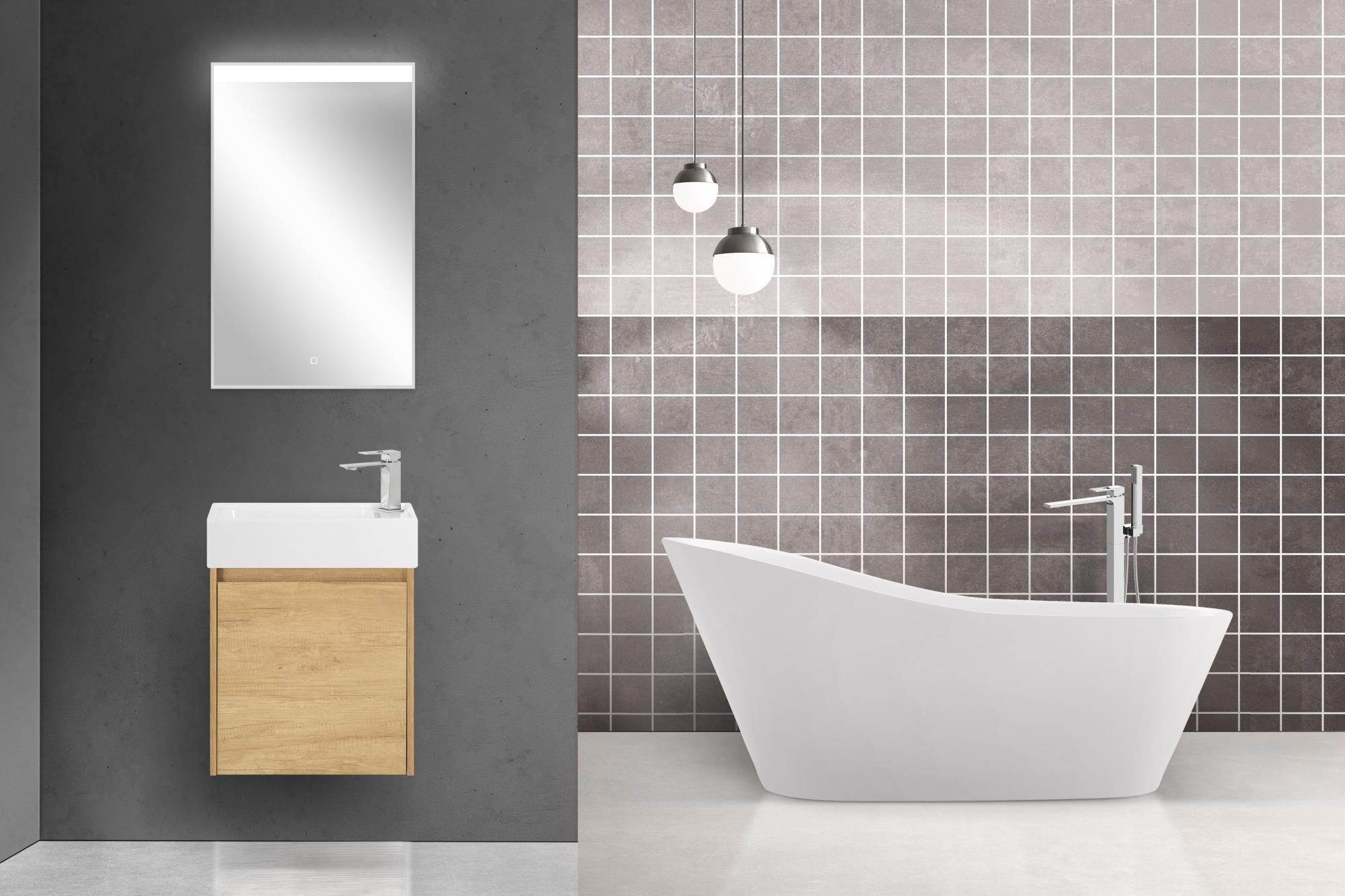 Приобрести belbagno тумба с раковиной kraft mini 50 см, подвесная rovere nebrasca nature левосторонняя, белая раковина