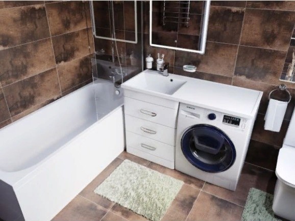 Приобрести mirsant тумба напольная fuji 120 см с раковиной столешницей fly 2 120 см под стиральную машину, левая ут000077620