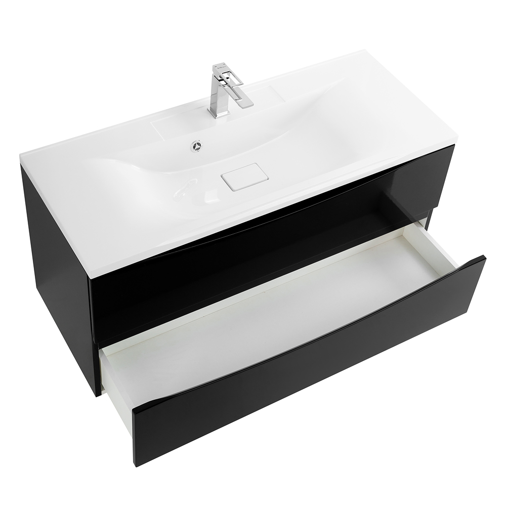 Приобрести belbagno тумба с раковиной marino 120 см, подвесная nero lucido, белая раковина