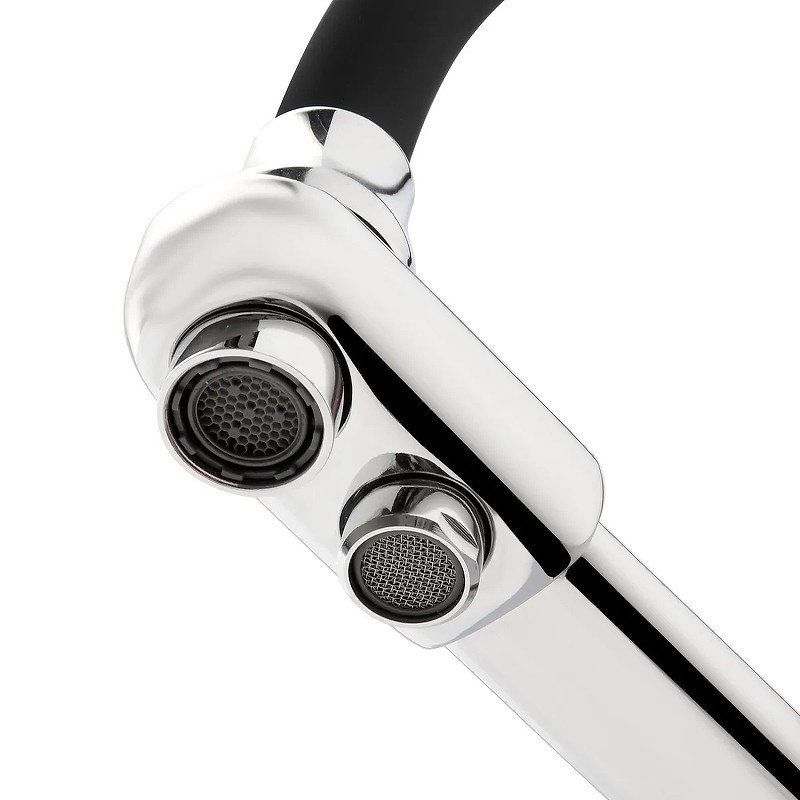 Приобрести haiba смеситель для кухни 444 мм, гибкий излив, черный\хром hb-76855