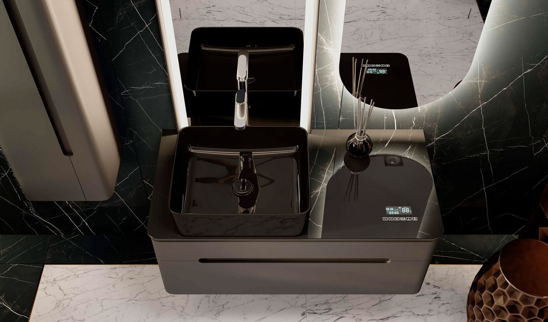 Приобрести jorno тумба подвесная shine 100 см со столешницей, bluetooth, антрацит