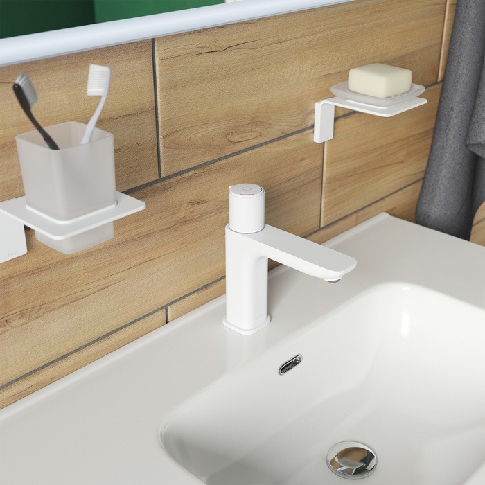 Приобрести iddis смеситель для раковины slide push control 182мм, белый матовый sliwtbti01