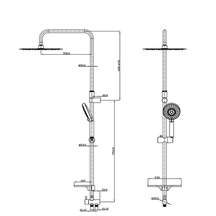 Приобрести iddis душевая система mirro plus, круглая d-300мм, хром mrpsb5fi76