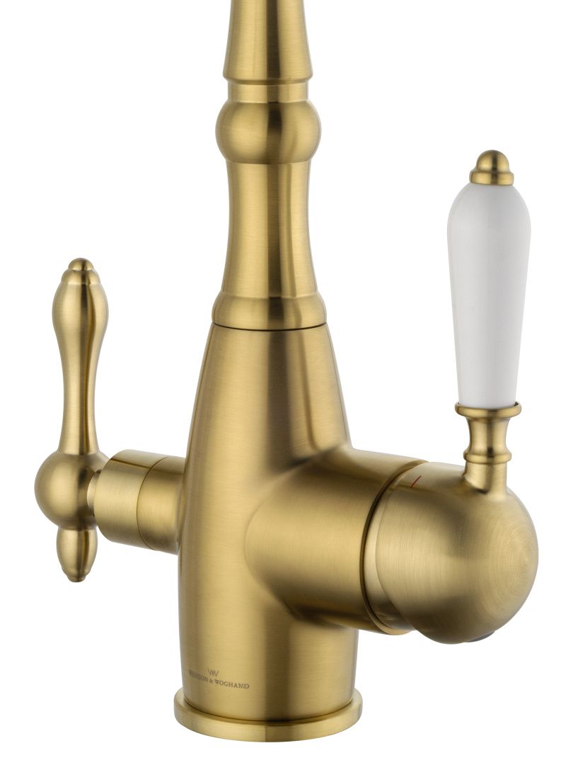 Приобрести смеситель для кухни c подключением фильтра wonzon & woghand, брашированное золото (ww-88458006-bg)